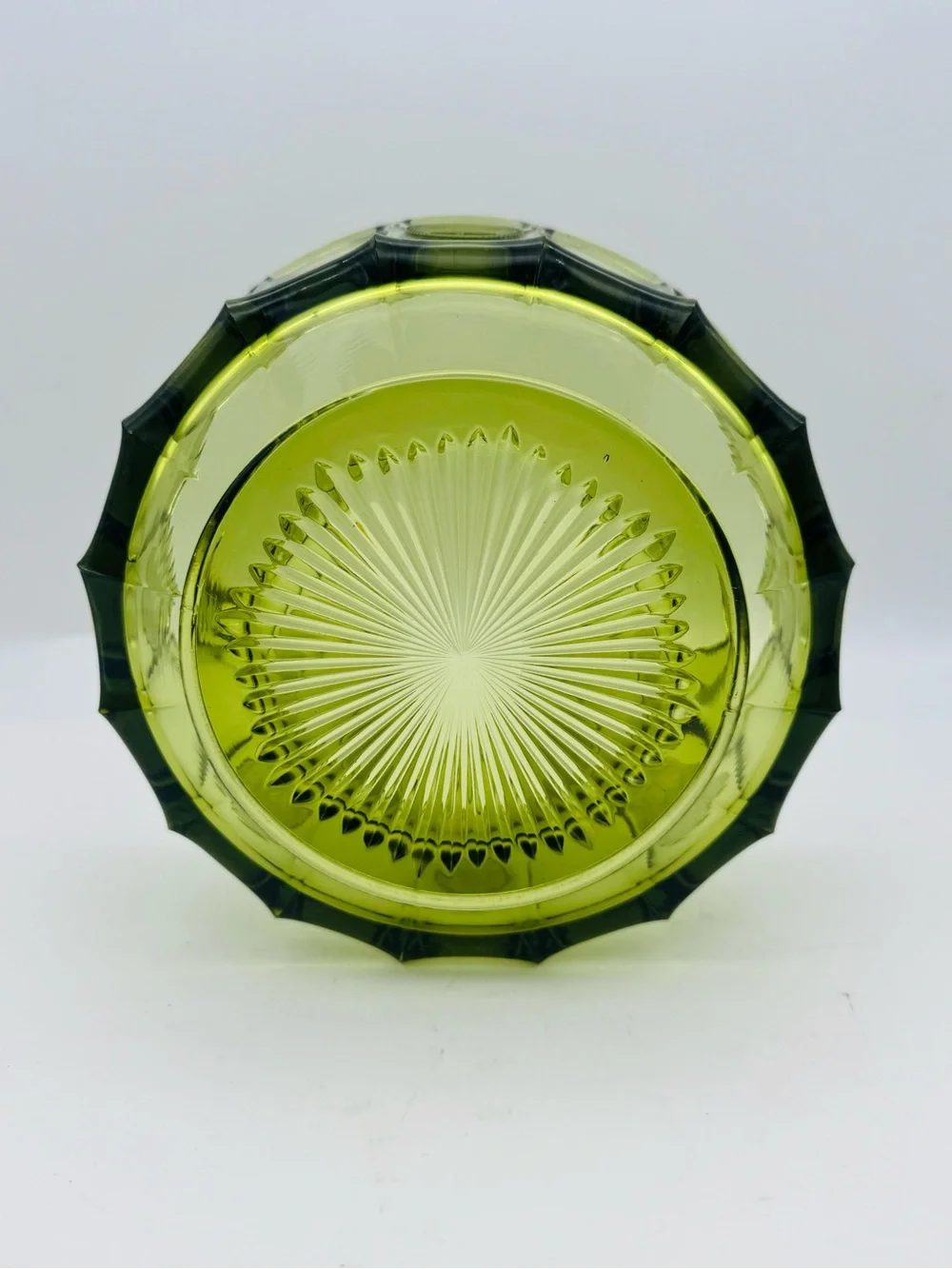 Vintage Fostoria Coin Glass Serving Bowl, Olive Green